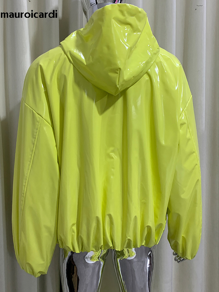 Mauroicardi 봄 오버사이즈 샤이니 글로시 가죽 - Streetwear Brand Clothing 리뷰 및 가격