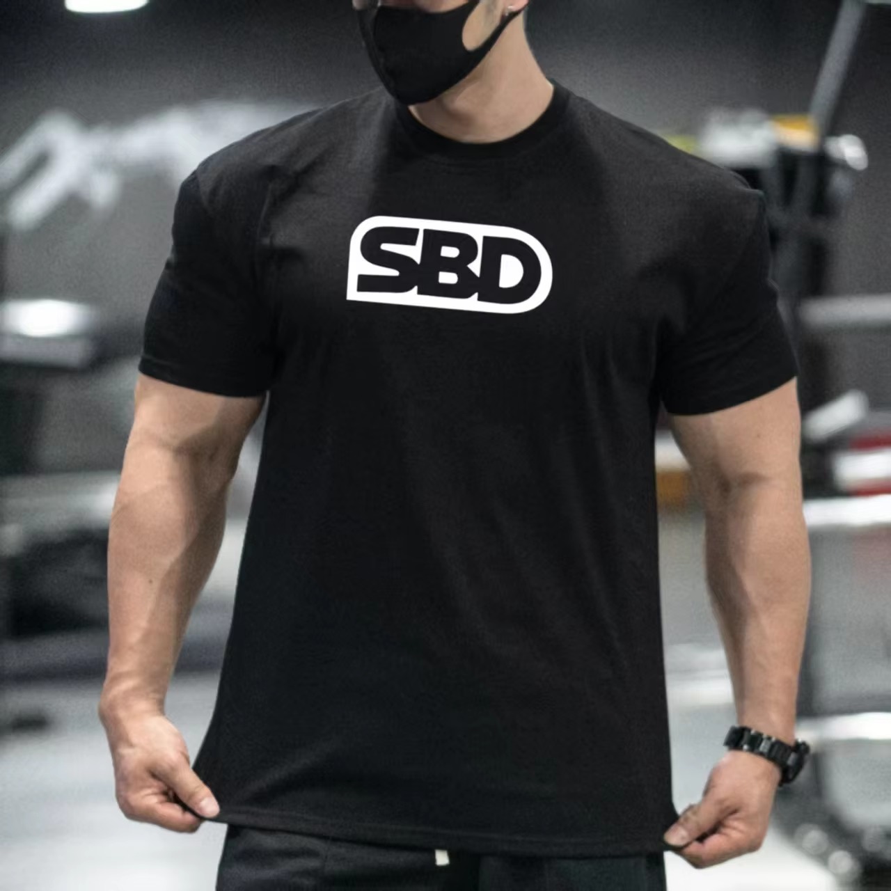 SBD 파워리프팅 트레이닝용 검은색 티셔츠, 빨간색 로 - Streetwear Brand Red Logo 리뷰 및 가격